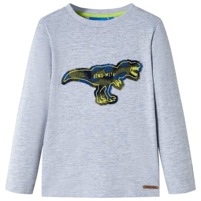 vidaXL Kindershirt met lange mouwen 128 gemêleerd grijs