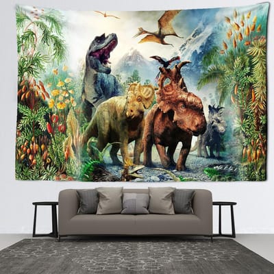 Oerbos Dinosaurus Wandtapijt Muurhanger Abstracte Mysterieuze Kunst Hekserij Hippie Tapitz Woonkamer Slaapkamer Huisdecoratie 95x73CM black