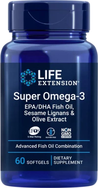 Life Extension - Super Omega-3 EPA/DHA met Sesam Lignans & Olijf Fruit Extract - 60 gelcapsules - Visolie - Voedingssupplement