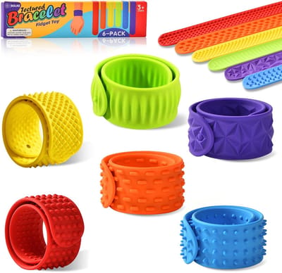 Bolke Fidget Toys - 6 Siliconen Klaparmbandjes - Traktatie & Uitdeelcadeautjes voor Kinderen en Peuters