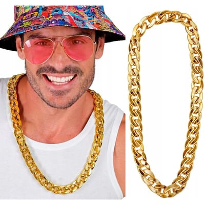Chaîne Dorée Collier Pendentif Hiphop Gangster Rappeur Années 80 Disco Cheikh brown