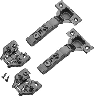 2 x potscharnier T45 hoekstop gedempt incl. montageplaat + schroeven, zwart