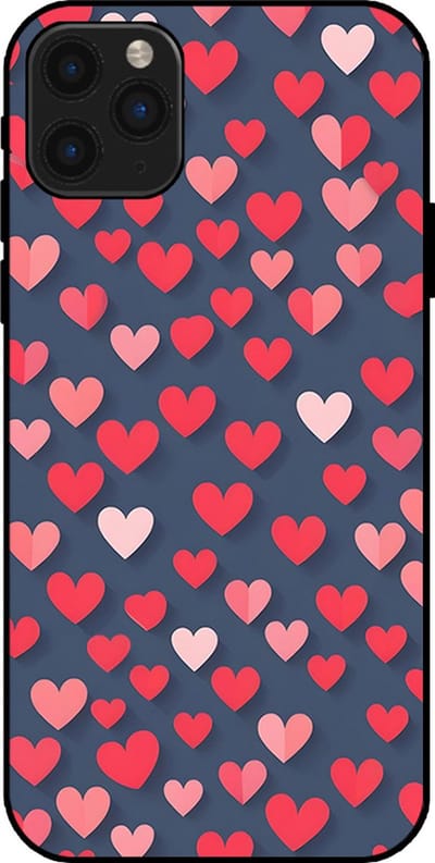 Smartphonica Telefoonhoesje Geschikt voor iPhone 11 Pro Max met Roze en Rode Hartjes Opdruk - TPU Backcover Case With Rosé and Red Heart Design geschikt voor iPhone 11 Pro Max