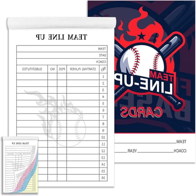 Honkbal Line-up Kaarten - Softball Opstellingen - Wedstrijd Coaching - 4-Delige Carbonloze Kopie - 16 Spelers Per Blad - Veelkleurig