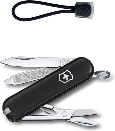 Victorinox Classic SD zakmes+lanyard - Dark Illusion/zwart-7 functies