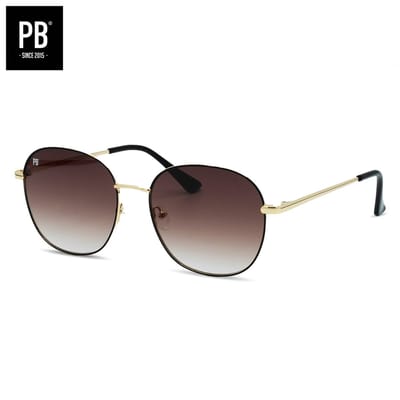 PB Sunglasses - Savannah Brown - Zonnebril dames - Bruine lenzen - Gepolariseerde zonnebril - Sterk metalen frame - Ronde zonnebril