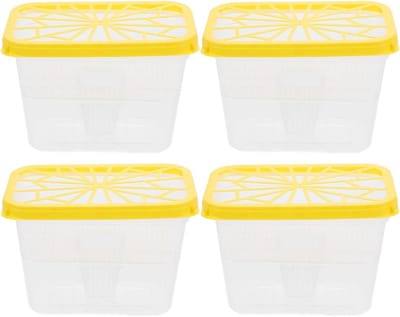 Vochtabsorberende Bakjes - Lege Containers - Kast Lucht Verfrissen - Herbruikbaar Ontwerp - 4 Stuks - Geel