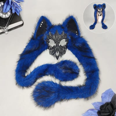 Masque Facial de Loup Chapeau Cosplay Médiéval Décoration Mascarade Couvre-chef Costumes de Fête