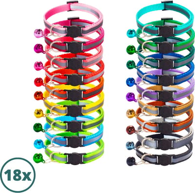 BTH Halsband kat - 18-32 cm - Veiligheidssluiting - Halsband - Kattenbandje - Kattenriem - Kitten - Set - 18 Stuks