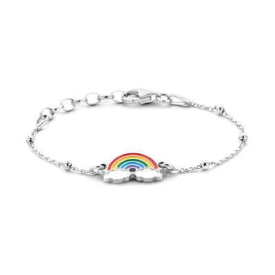 Zilver Gerhodineerd Armband Regenboog 1,0 Mm 11 + 2 Cm 1336621