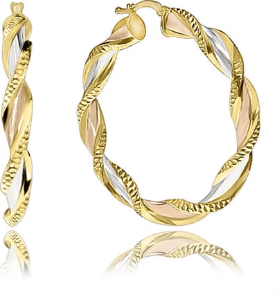 Juwelier Zwartevalk 14 karaat gouden tricolor oorbellen - 12.037/50mm