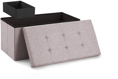 Blumtal Zitbank met Opbergruimte - 76x38x38cm - Hocker met opbergruimte - Lichtgrijs - met 1 doos