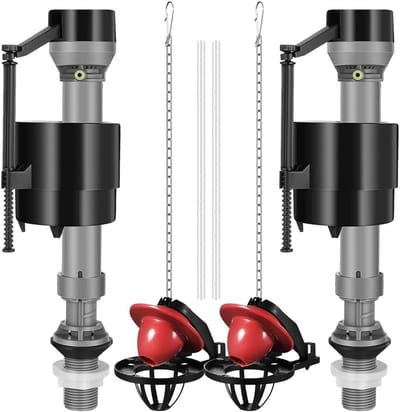 Toilet Vulventiel - Reservoir Onderdelen - Toilet Reparatie - Universele Pasvorm - 2 Sets - Grijs