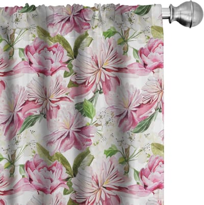 ABAKUHAUS Bloemen gordijnen – 2x75x245 cm – Microvezel, verduisterend, multicolor wit
