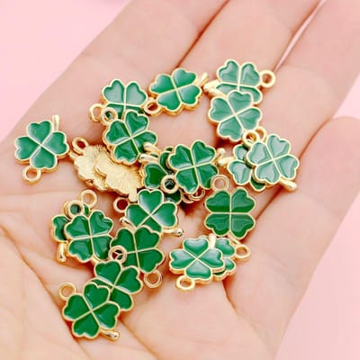 20 Pièces Breloque Pendentif Fleur de Trèfle à Quatre Feuilles Plaqué Or Pour Fabrication de Bijoux Bracelet Collier Accessoires DIY Fournitures d'Artisanat brown
