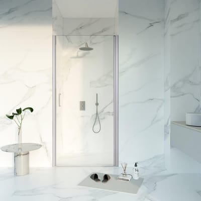 FugaFlow Eccelente Vetro Douchedeur - 60x200 - Profiel veiligheidsglas - anti kalk - Geborsteld RVS PVD (RVS)