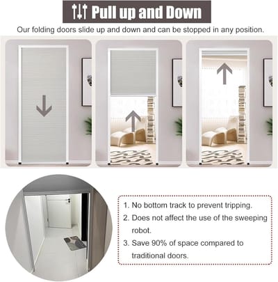 Opvouwbare deur - Schuifwand kast - Ruimte scheiden - Installatie zonder boren - 50x50cm - Wit