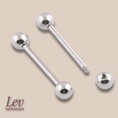 Lev Sieraden - Titanium Tong Piercing 1.6 x 22 mm - barbell - tepel piercing - oor Piercing - tong staafje