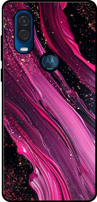 Smartphonica Telefoonhoesje Geschikt voor Motorola One Vision met marmer opdruk - TPU backcover case marble design - Paars Roze geschikt voor Motorola One Vision