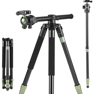BAFANG Trépied Photographique Horizontal 68 Pouces Trépied d'Appareil Photo Support Monopode Alliage d'Aluminium 10kg/22lbs noir