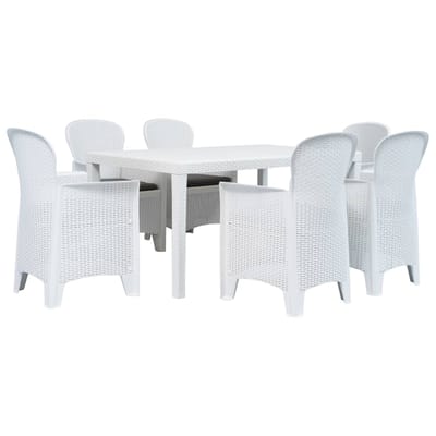 vidaXL - 7-delige - Tuinset - rattan-look - kunststof - wit