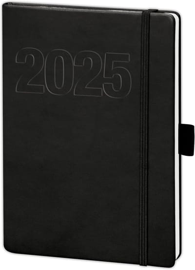 SnelShoppen - Agenda 2021, Weekly Planner, Pocket Diary, Boek Kalender A5, Zwart, Soft Faux Leather met Elastiek, 1 Week = 2 Pagina's, 96 Bladen, Duur
