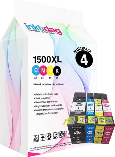 Inktdag inktcartridges voor Canon PGI-1500 / PGI-1500XL - Inktcartridge / Zwart / Cyaan / Magenta / Geel / Hoge Capaciteit geschikt voor Canon Maxify MB2050 Canon Maxify MB2150 Canon Maxify MB2350 Canon Maxify MB2750 Canon Maxify MB2755