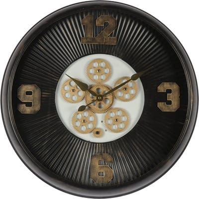 Clayre & Eef Wandklok Ø 60 cm Zwart IJzer