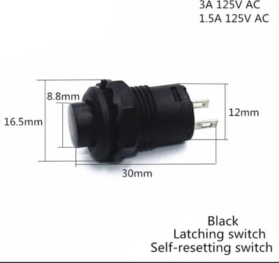 5 stks Self-Lock DS228 DS428 12mm OFF-ON Drukknop 3A/125VAC 1.5A/250VAC DS-228 DS-428