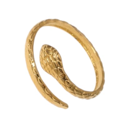 Aramat Jewels | Ringen | Verstelbare Slangenring van RVS - Cobra Design (13 mm) | Goudkleur | |13mm | Staal | Volwassenen | Verkleurd niet