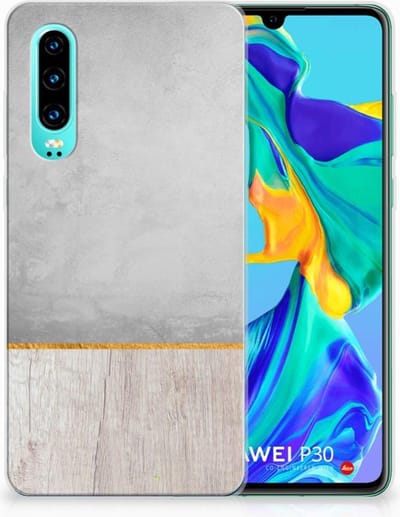 Huawei P30 Bumper Hoesje Wood Concrete