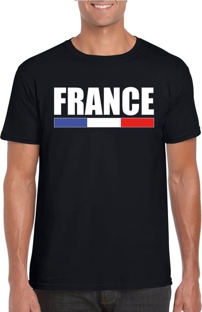 Zwart Frankrijk supporter t-shirt voor heren - Franse vlag shirts S
