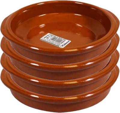 Tapas bakjes/schaaltjes Alicante - Set van 4x stuks - met handvatten - 16 cm - Tapas serveer/borden/oven schalen