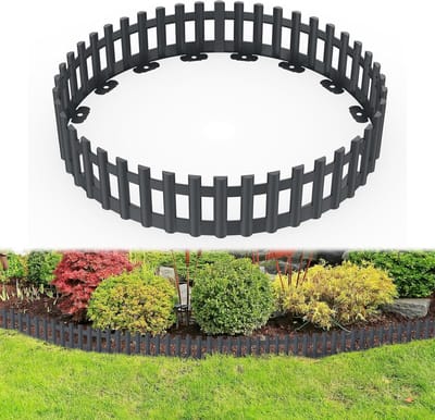 NAIZY Grasrand Kunststof 43x12 cm Bloembedding Plantaardomranding Met Grondnagels Flexibele Stekhek Bloemplantaard Plantaardhek Tuinpalissade, 6 Stukken Anthraciet