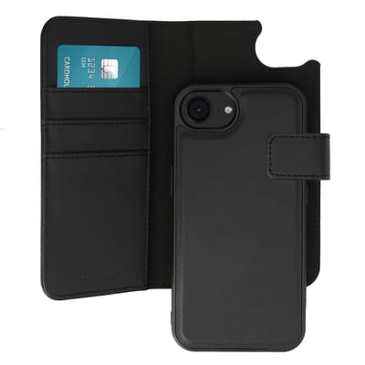 imoshion Hoesje - Geschikt voor Apple iPhone 17e / 16e - Uitneembare 2-in-1 Luxe Bookcase - Zwart