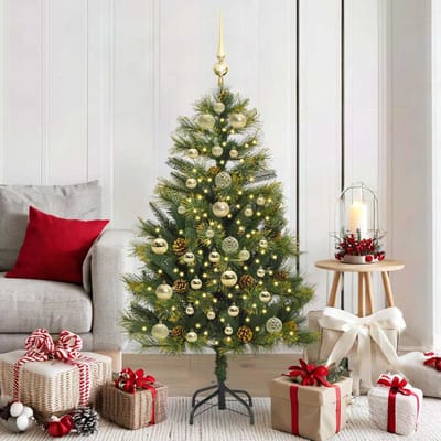 vidaXL - Kunstmatige - Scharnierende - Kerstboom - met - Kegels - Groen - 150 - cm