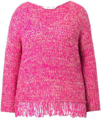 Angel of Style - Dames - Trui loose fit zoom met franje - Neon bes - Maat 42+