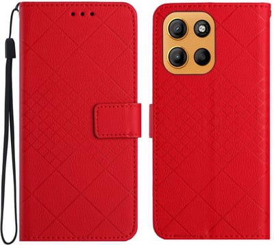 Coverup Hoesje - Geschikt voor Motorola Moto G15 / G17 (Power) Hoesje - Coverup Rhombus Book Case - Rood