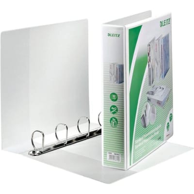 LEITZ Präsentations-Ringbuch, A4 Überbreite, weiß, 4 D-Ring Mechanik, Rückenbreite: 63 mm, Ringdurchmesser: 40 mm (4286-00-01)