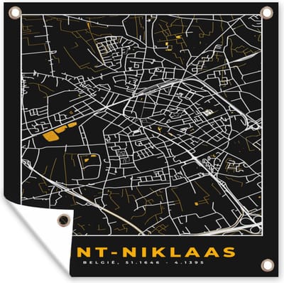 Tuin poster Stadskaart - Sint-Niklaas - Plattegrond - Goud - Kaart - 200x200 cm - Tuindoek