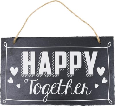 Leisteen - Happy together -Wandbord van Leisteen met de spreuk; Happy Together.