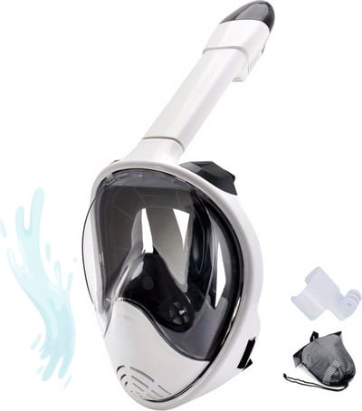 Xerolax Snorkelmasker - Volwassenen - Snorkel - Snorkelset - Duikbril - Full Face - S/M - Zwart & Wit
