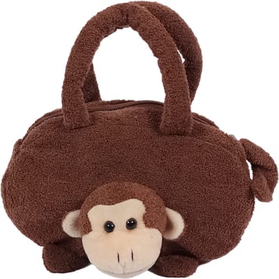 PIA Soft Toys - Bruine Pluche aap handtas- 22 cm