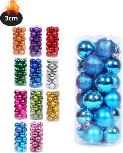 Livano Kerstballen - Kerstversiering - Plastic - Blauw Meer- 3 cm - 24 stuks