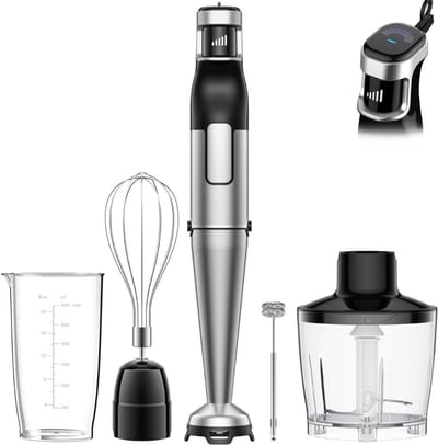 Staafmixer Set - Hakmolen - Groentesnijder - Soepmaker - Zwart en Zilver