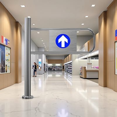 Draaipoort Veiligheid - Zelfsluitende Deur - Verkeer Sturen - Eenrichtingsverkeer - 100 cm - Zilver