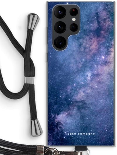 Hoesje met koord geschikt voor Samsung Galaxy S22 Ultra hoesje met Koord - Nebula - Telefoonhoesje met Zwart Koord - Bescherming aan alle Kanten en Over de Schermrand