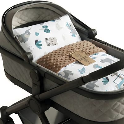 Babydeken Knuffeldeken Set: Winterdeken 75x60 cm + Kussen 35x30 cm minky – dubbelzijdig fleece katoen warm zacht donzig kinderen newborn – wiegdeken kinderwagen omkeerbaar peuter Oeko-Tex Afrika