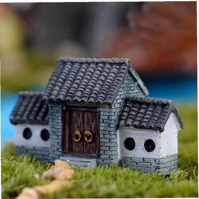 Mini Huis Gebouw - Tuin Beeldje - Bloempotten Decoratie - Niet Giftig Hars - 3 cm Hoog - Gekleurd