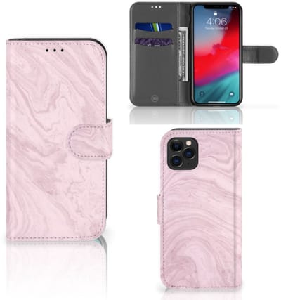 Apple iPhone 11 Pro Bookcase Marble Pink - Origineel Cadeau Vriendin